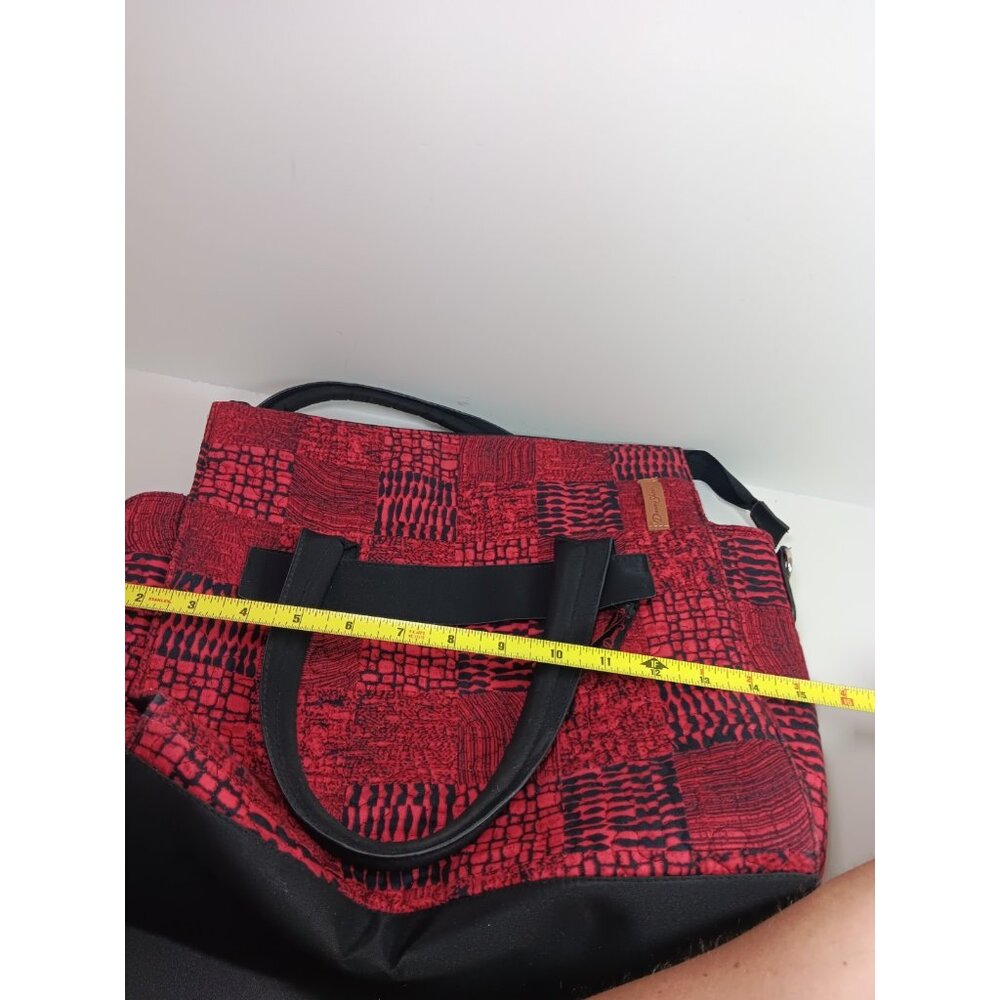 Donna Sharp Red Quilted Patchwork Puzzle Tote Bag… - image 7